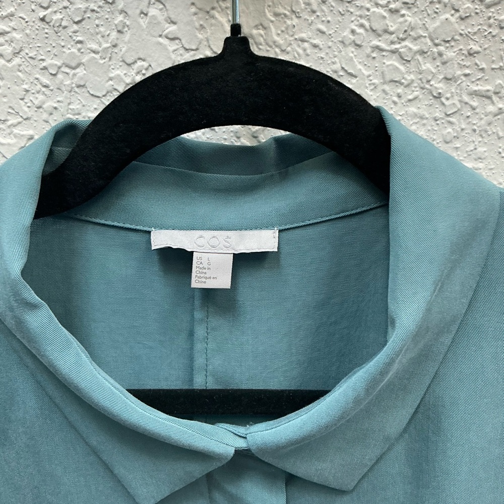 COS Teal Button-Front Oversized Blouse - Picture 3 of 3